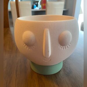 Bath & Body Works Post Modern Face Abstract Ceramic 3 Wick Candle Holder Rare